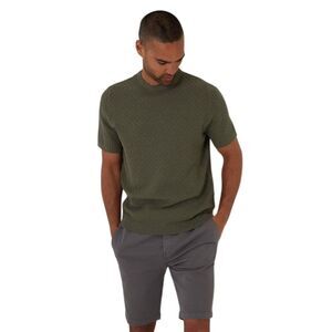 Threadbare Mens Textured Rib Knit Regular T-Shirt / Dark Sage